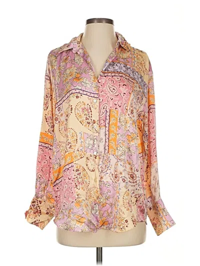 Pre-owned Zara Long Sleeve Blouse In Pink
