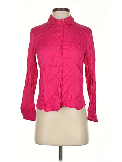 Pre-owned Zara Long Sleeve Blouse In Pink