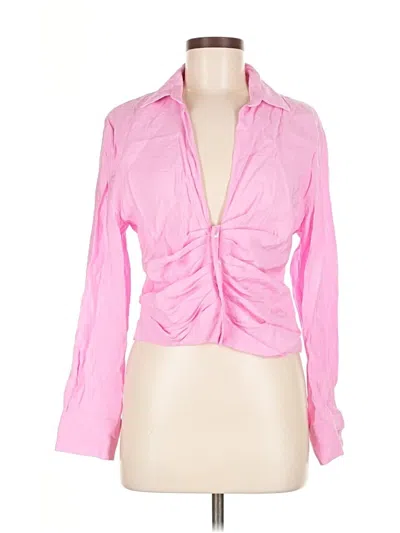 Pre-owned Zara Long Sleeve Blouse In Pink