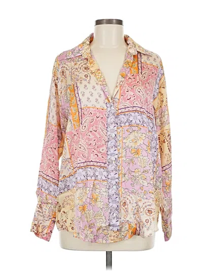 Pre-owned Zara Long Sleeve Blouse In Pink