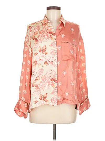 Pre-owned Zara Long Sleeve Blouse In Pink
