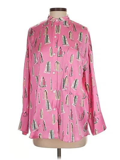Pre-owned Zara Long Sleeve Blouse In Pink