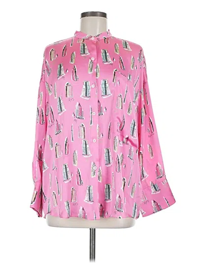 Pre-owned Zara Long Sleeve Blouse In Pink