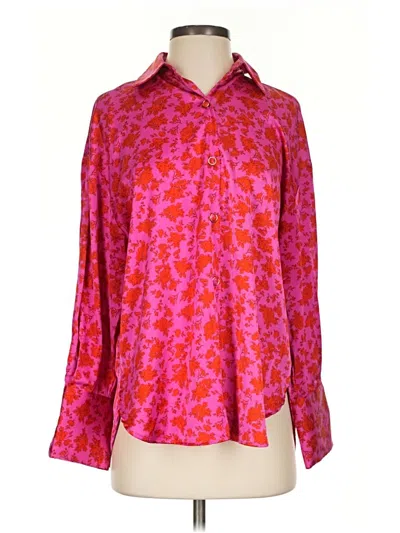 Pre-owned Zara Long Sleeve Blouse In Pink