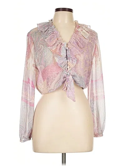 Pre-owned Zara Long Sleeve Blouse In Pink