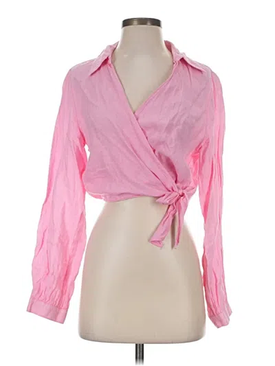 Pre-owned Zara Long Sleeve Blouse In Pink
