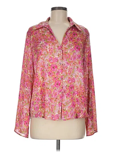 Pre-owned Zara Long Sleeve Blouse In Pink