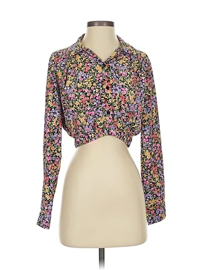 Pre-owned Zara Long Sleeve Blouse In Purple