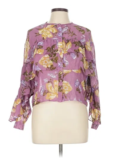 Pre-owned Zara Long Sleeve Blouse In Purple