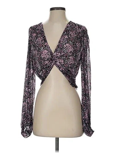 Pre-owned Zara Long Sleeve Blouse In Purple