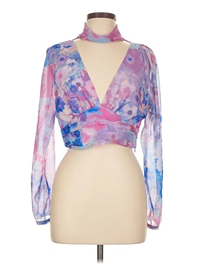 Pre-owned Zara Long Sleeve Blouse In Purple