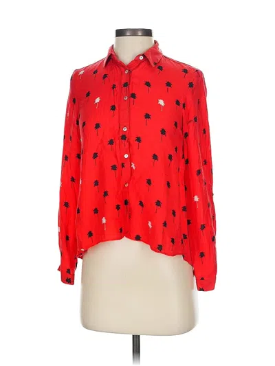 Pre-owned Zara Long Sleeve Blouse In Red