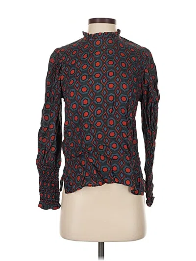 Pre-owned Zara Long Sleeve Blouse In Red