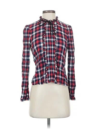 Pre-owned Zara Long Sleeve Blouse In Red