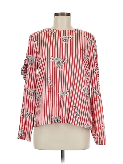 Pre-owned Zara Long Sleeve Blouse In Red