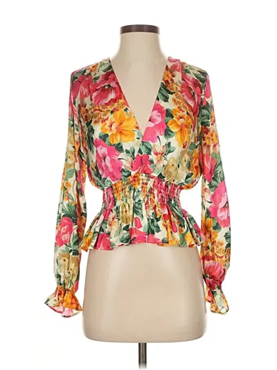 Pre-owned Zara Long Sleeve Blouse In Red