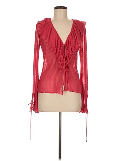 Pre-owned Zara Long Sleeve Blouse In Red