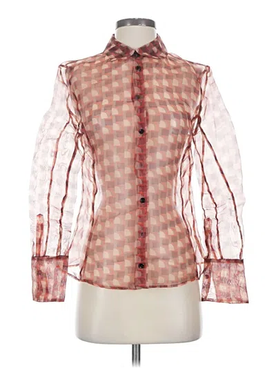 Pre-owned Zara Long Sleeve Blouse In Red