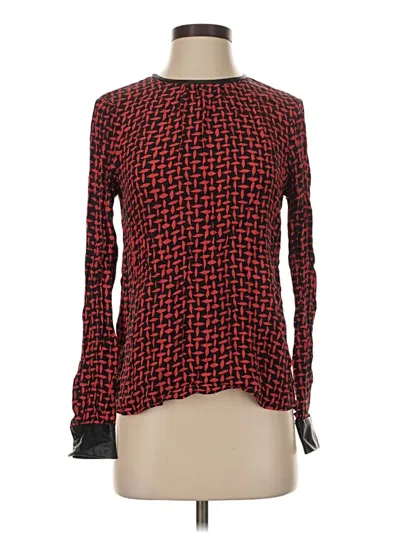 Pre-owned Zara Long Sleeve Blouse In Red
