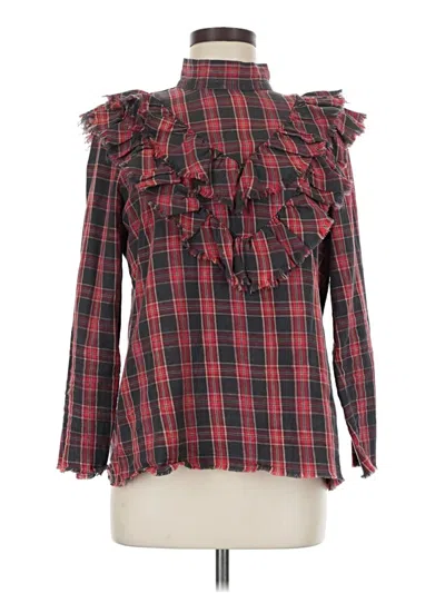 Pre-owned Zara Long Sleeve Blouse In Red