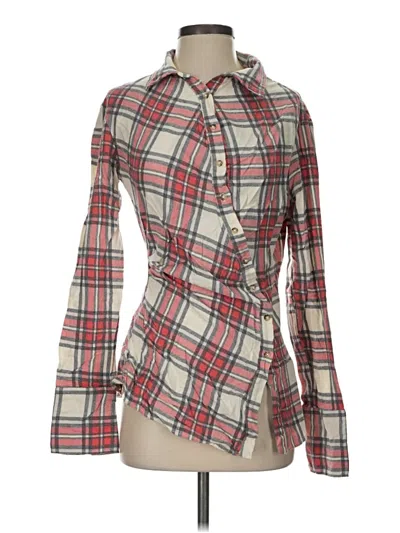 Pre-owned Zara Long Sleeve Blouse In Red