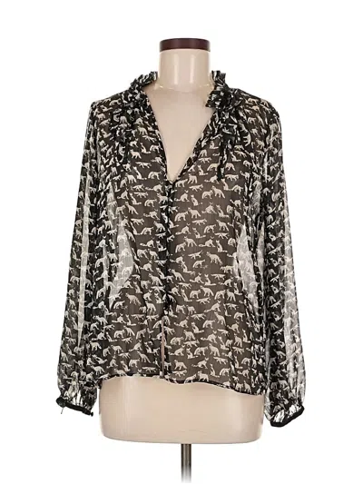 Pre-owned Zara Long Sleeve Blouse In Silver