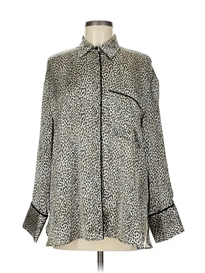 Pre-owned Zara Long Sleeve Blouse In Silver
