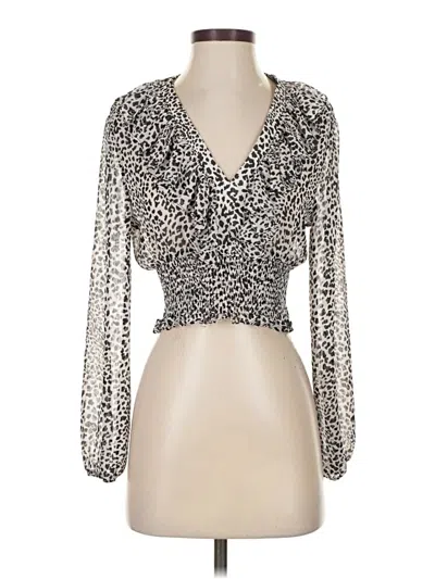 Pre-owned Zara Long Sleeve Blouse In Silver