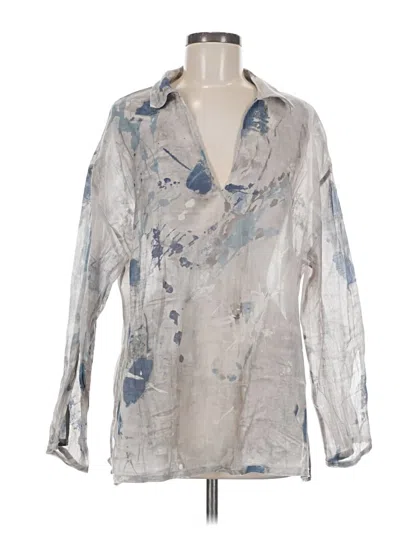 Pre-owned Zara Long Sleeve Blouse In Silver