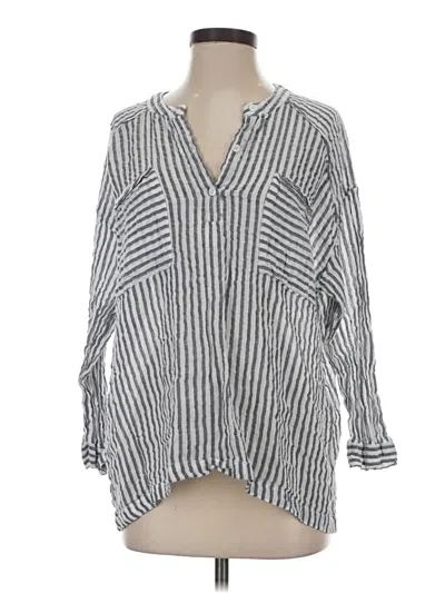 Pre-owned Zara Long Sleeve Blouse In Silver