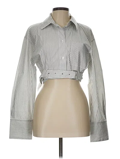 Pre-owned Zara Long Sleeve Blouse In Silver