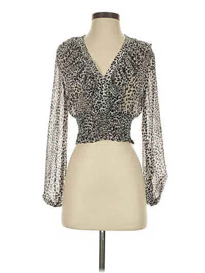 Pre-owned Zara Long Sleeve Blouse In Silver