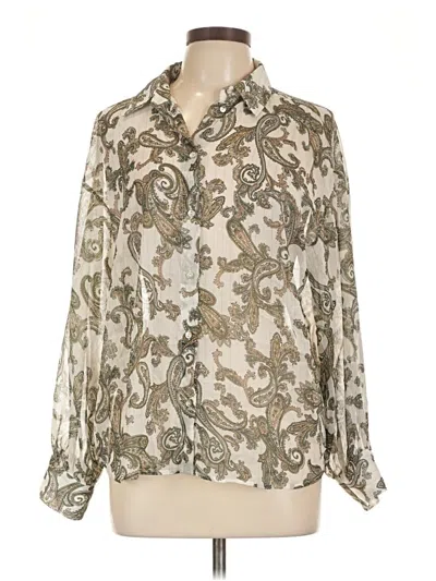 Pre-owned Zara Long Sleeve Blouse In Silver