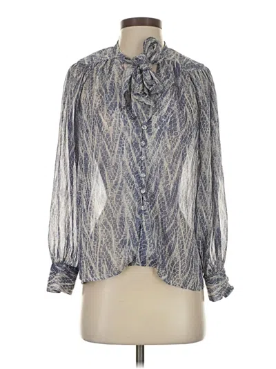 Pre-owned Zara Long Sleeve Blouse In Silver