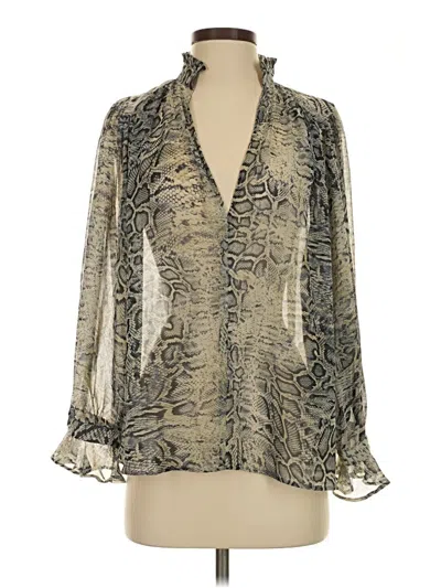 Pre-owned Zara Long Sleeve Blouse In Silver
