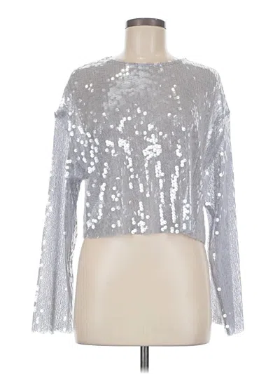 Pre-owned Zara Long Sleeve Blouse In Silver