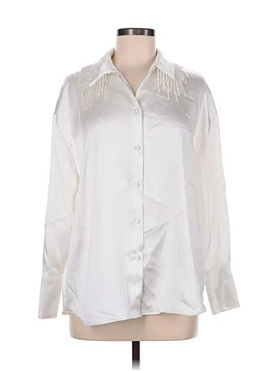 Pre-owned Zara Long Sleeve Blouse In Silver