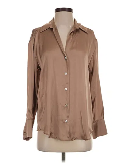 Pre-owned Zara Long Sleeve Blouse In Tan