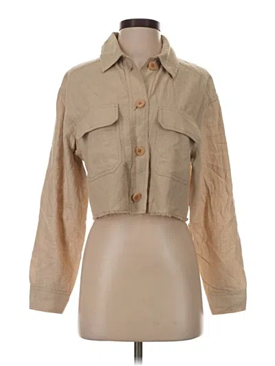 Pre-owned Zara Long Sleeve Blouse In Tan