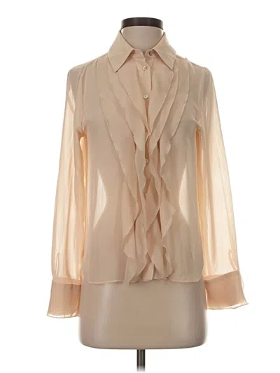 Pre-owned Zara Long Sleeve Blouse In Tan