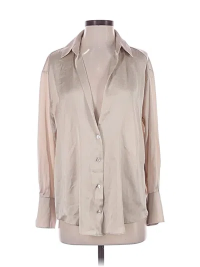 Pre-owned Zara Long Sleeve Blouse In Tan