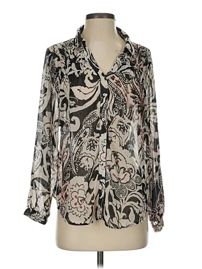 Pre-owned Zara Long Sleeve Blouse In Tan