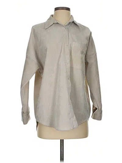 Pre-owned Zara Long Sleeve Blouse In Tan