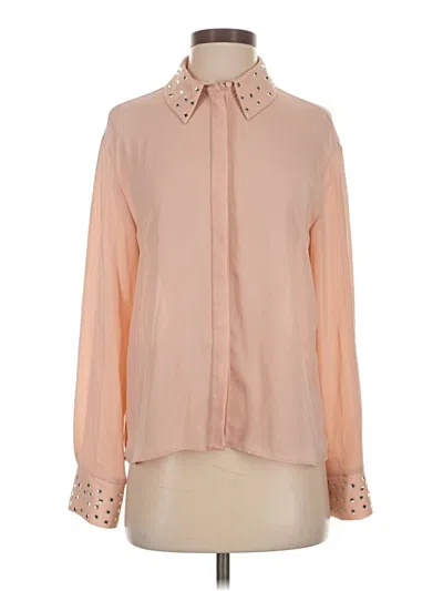 Pre-owned Zara Long Sleeve Blouse In Tan
