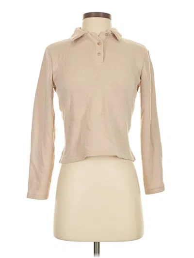 Pre-owned Zara Long Sleeve Blouse In Tan