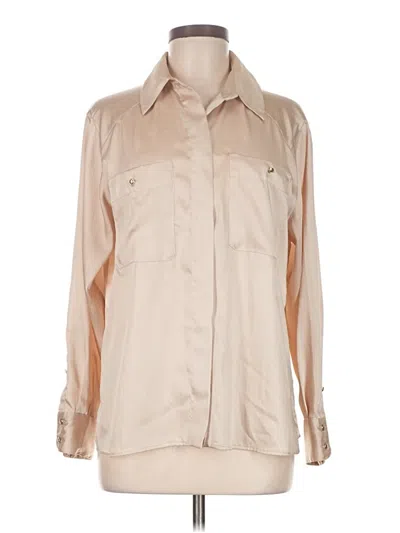 Pre-owned Zara Long Sleeve Blouse In Tan