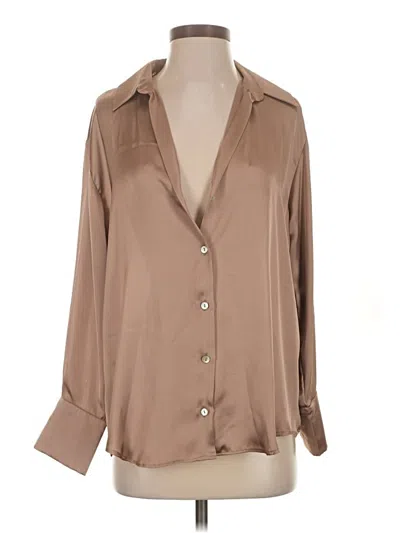 Pre-owned Zara Long Sleeve Blouse In Tan