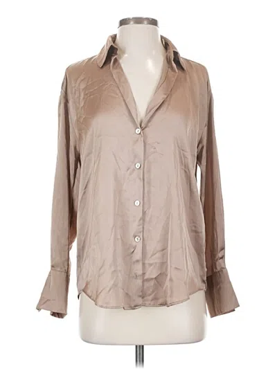 Pre-owned Zara Long Sleeve Blouse In Tan