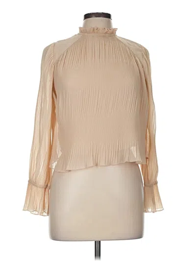 Pre-owned Zara Long Sleeve Blouse In Tan