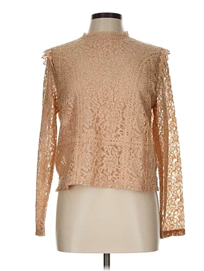 Pre-owned Zara Long Sleeve Blouse In Tan